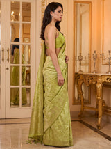 MIMOSA Olive Kanjivaram Art Silk Saree — Full Length Model View