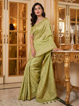 MIMOSA Olive Kanjivaram Art Silk Saree — pose 5 styling detail