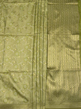 MIMOSA Olive Kanjivaram Art Silk Saree — pallu and zari work detail