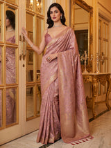 MIMOSA Pink Kanjivaram Art Silk Saree — pose 4 styling detail