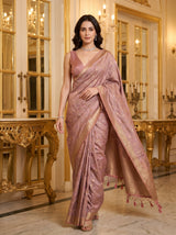 MIMOSA Pink Kanjivaram Art Silk Saree — pose 6 styling detail