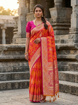 MIMOSA Gold Kanjivaram Art Silk Saree — mannequin full view