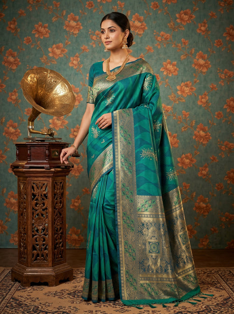 MIMOSA Rama Kanjivaram Art Silk Saree — mannequin full view
