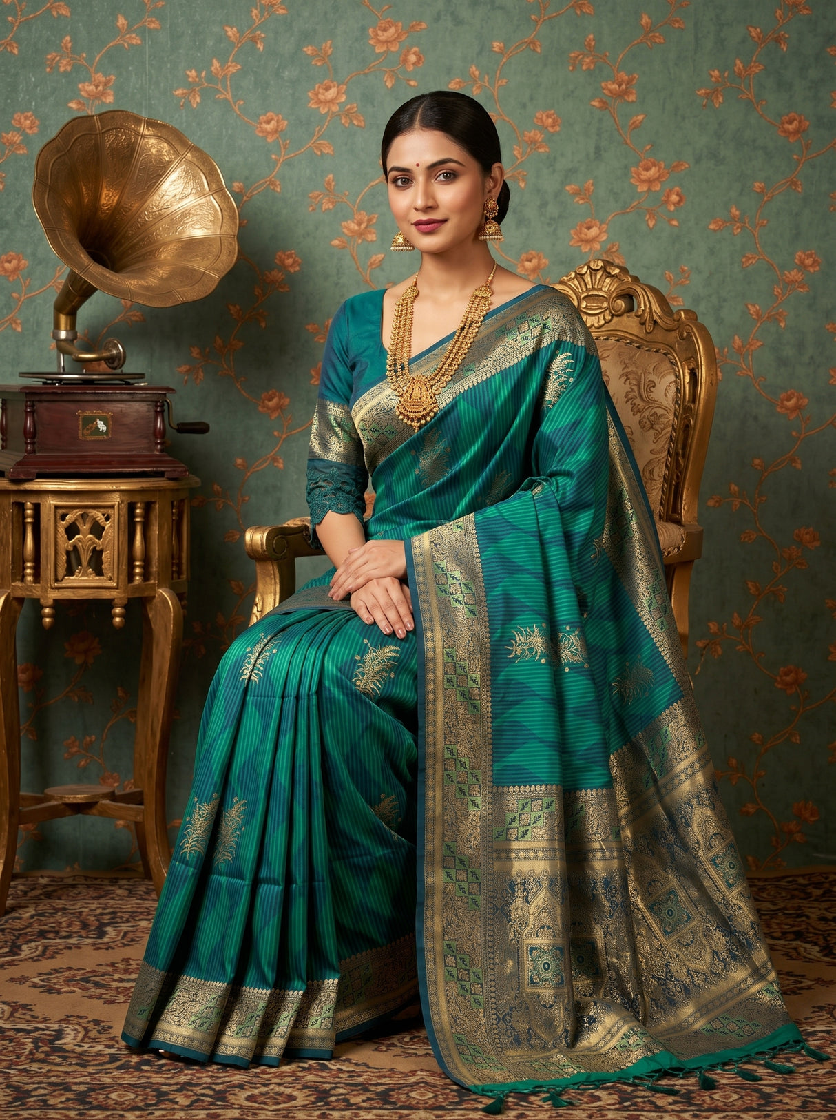 MIMOSA Rama Kanjivaram Art Silk Saree — pose 8 styling detail