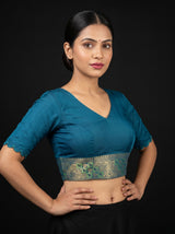 MIMOSA Rama Kanjivaram Art Silk Saree — blouse close-up