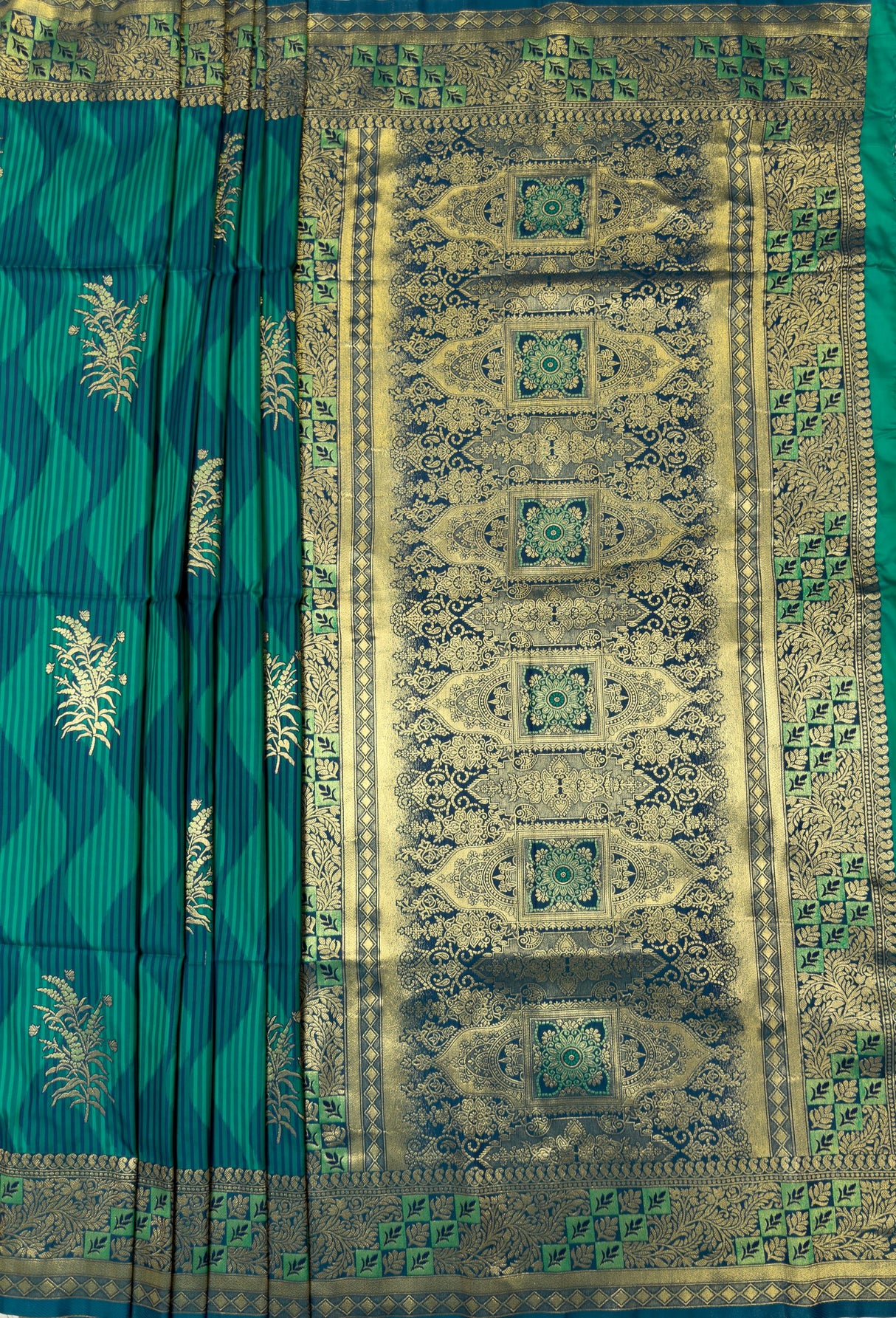 MIMOSA Rama Kanjivaram Art Silk Saree — pallu and zari work detail