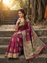 MIMOSA Wine Kanjivaram Art Silk Saree — pose 8 styling detail