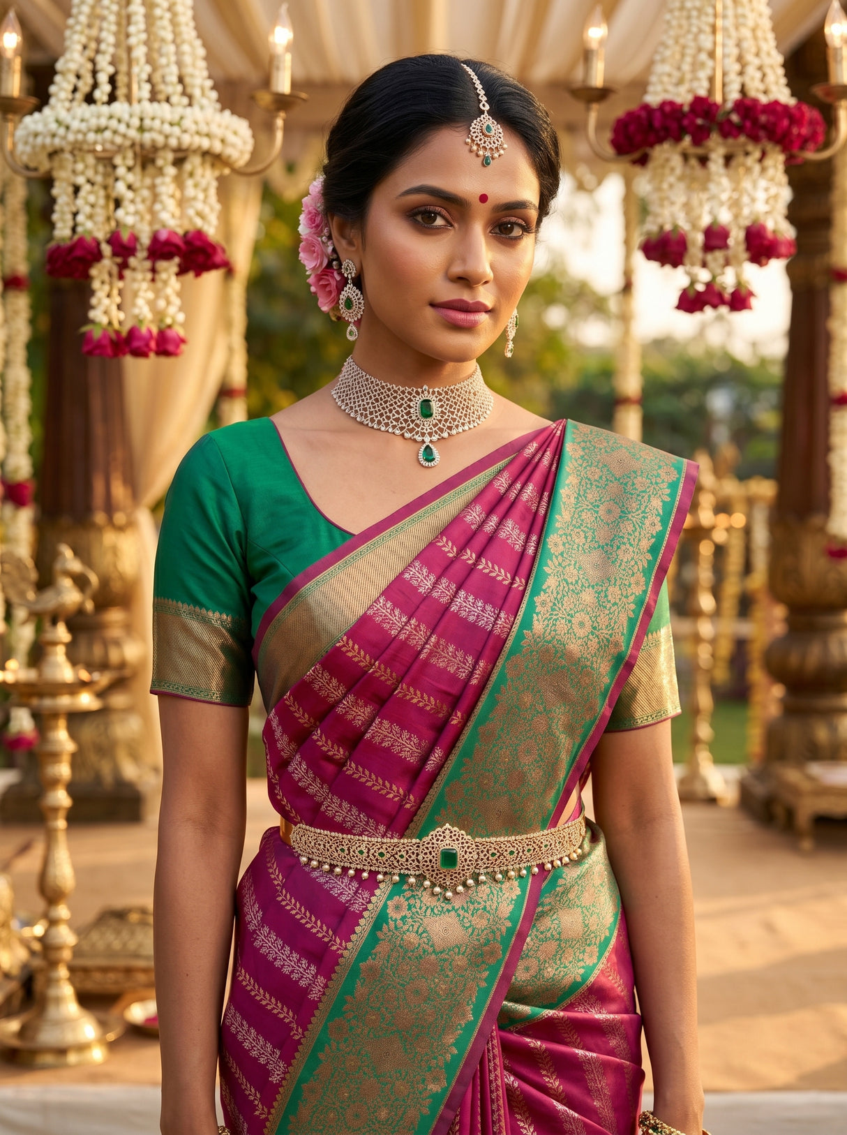 MIMOSA Maroon Kanjivaram Art Silk Saree — pose 10 styling detail