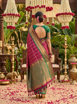 MIMOSA Maroon Kanjivaram Art Silk Saree — Unstitched Rama Blouse Piece