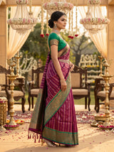 MIMOSA Maroon Kanjivaram Art Silk Saree — Full View on Model