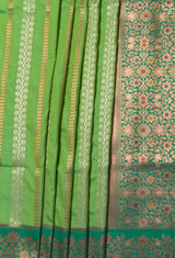 MIMOSA Parrot Green Kanjivaram Art Silk Saree — fleets shot full lifestyle