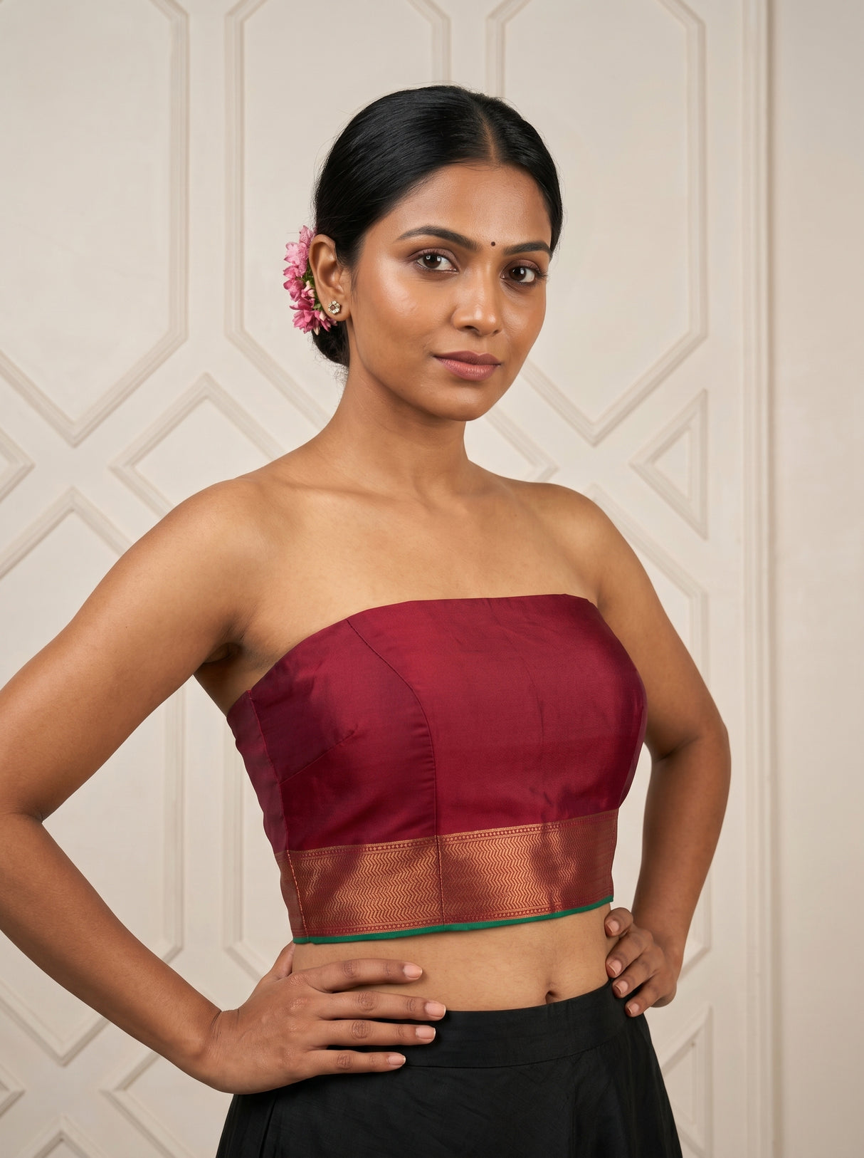 MIMOSA Rama Kanjivaram Art Silk Saree — blouse close-up