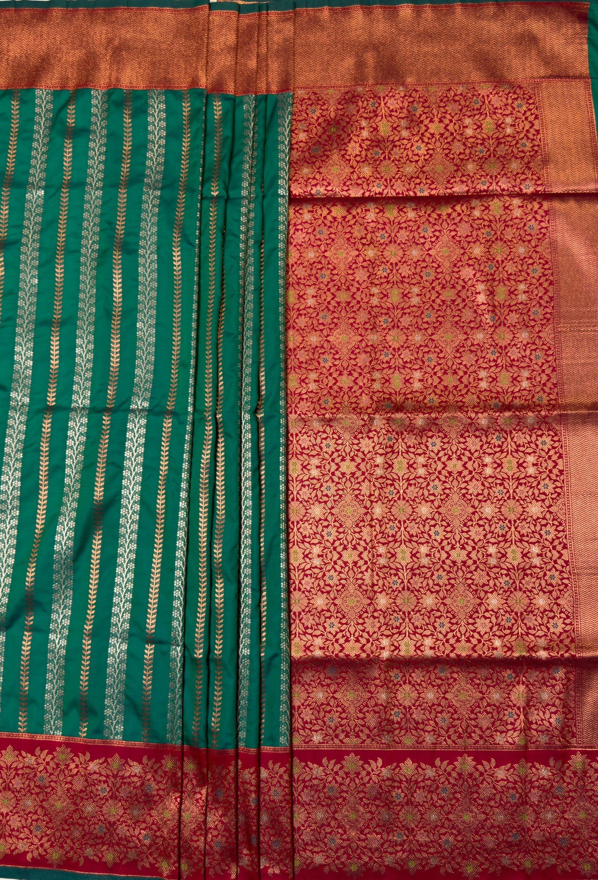MIMOSA Rama Kanjivaram Art Silk Saree — pallu and zari work detail