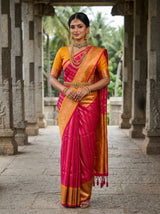 MIMOSA Rani Kanjivaram Art Silk Saree — Draped Mannequin View