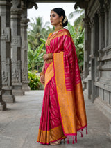 MIMOSA Rani Kanjivaram Art Silk Saree — Full View on Model
