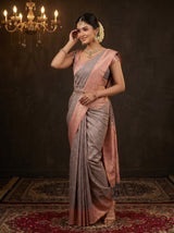 MIMOSA Grey Kanjivaram Art Silk Saree — AI model full view