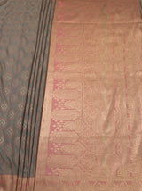 MIMOSA Grey Kanjivaram Art Silk Saree — pallu and zari work detail