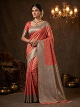 MIMOSA Pink Kanjivaram Art Silk Saree — pose 5 styling detail