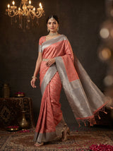 MIMOSA Pink Kanjivaram Art Silk Saree — pose 6 styling detail