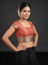 MIMOSA Pink Kanjivaram Art Silk Saree — blouse close-up