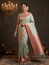 MIMOSA Rama Kanjivaram Art Silk Saree — Mannequin draped view