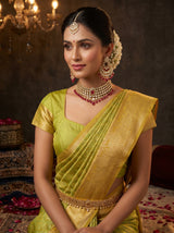 MIMOSA Yellow Kanjivaram Art Silk Saree — pose 10 styling detail