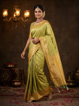 MIMOSA Yellow Kanjivaram Art Silk Saree — pose 7 styling detail