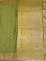 MIMOSA Yellow Kanjivaram Art Silk Saree — pallu and zari work detail