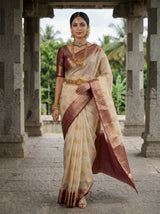 MIMOSA White Banarasi Saree — pose 9 styling detail