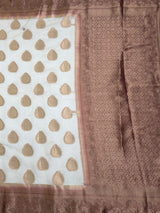 MIMOSA White Banarasi Saree — pallu and zari work detail