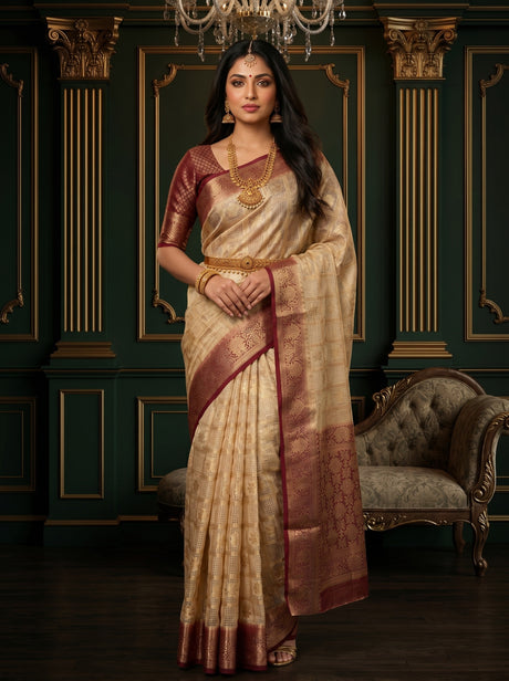 White Art Silk Saree