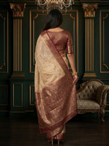 MIMOSA White Banarasi Saree — pose 2 styling detail
