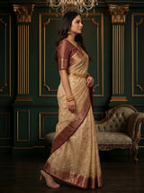 MIMOSA White Banarasi Saree — pose 3 styling detail