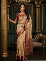 MIMOSA White Banarasi Saree — pose 4 styling detail