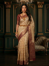 MIMOSA White Banarasi Saree — pose 5 styling detail