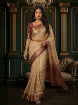 MIMOSA White Banarasi Saree — pose 6 styling detail