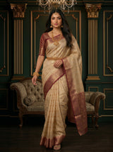 MIMOSA White Banarasi Saree — pose 7 styling detail
