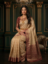 MIMOSA White Banarasi Saree — pose 8 styling detail