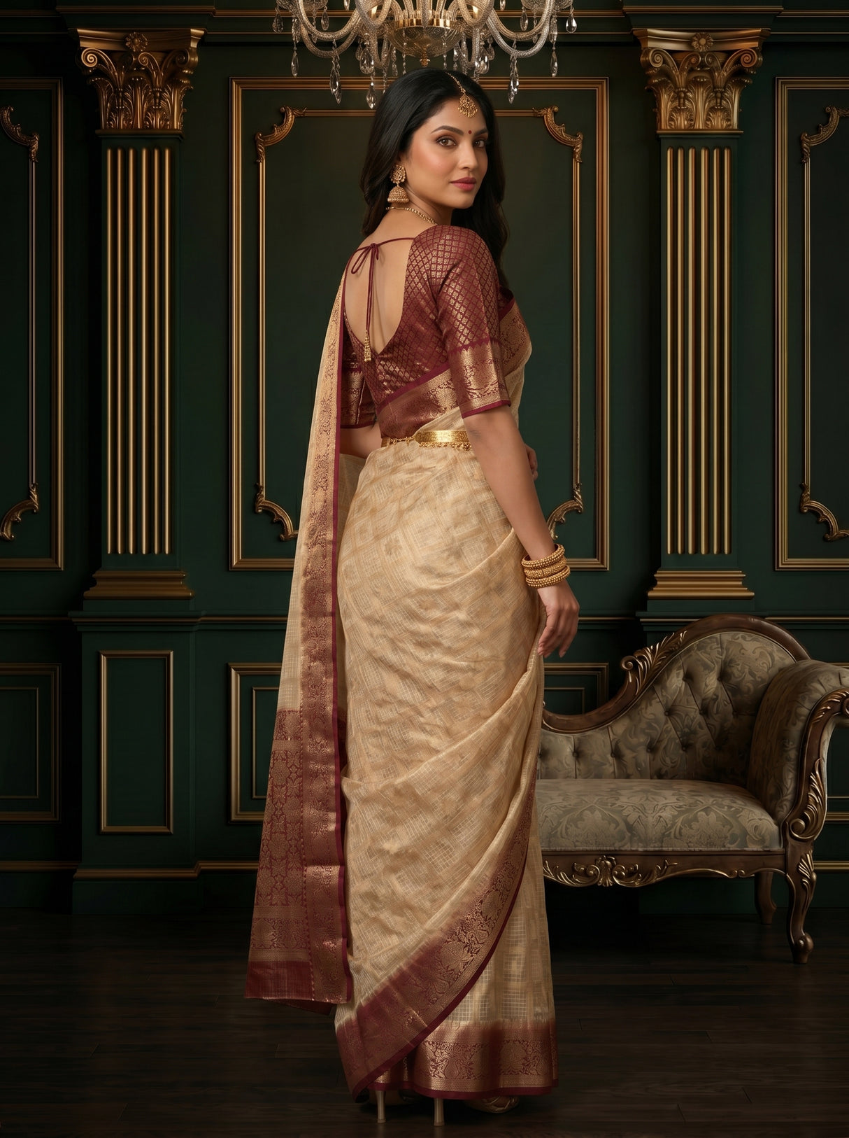 MIMOSA White Banarasi Saree — pose 9 styling detail