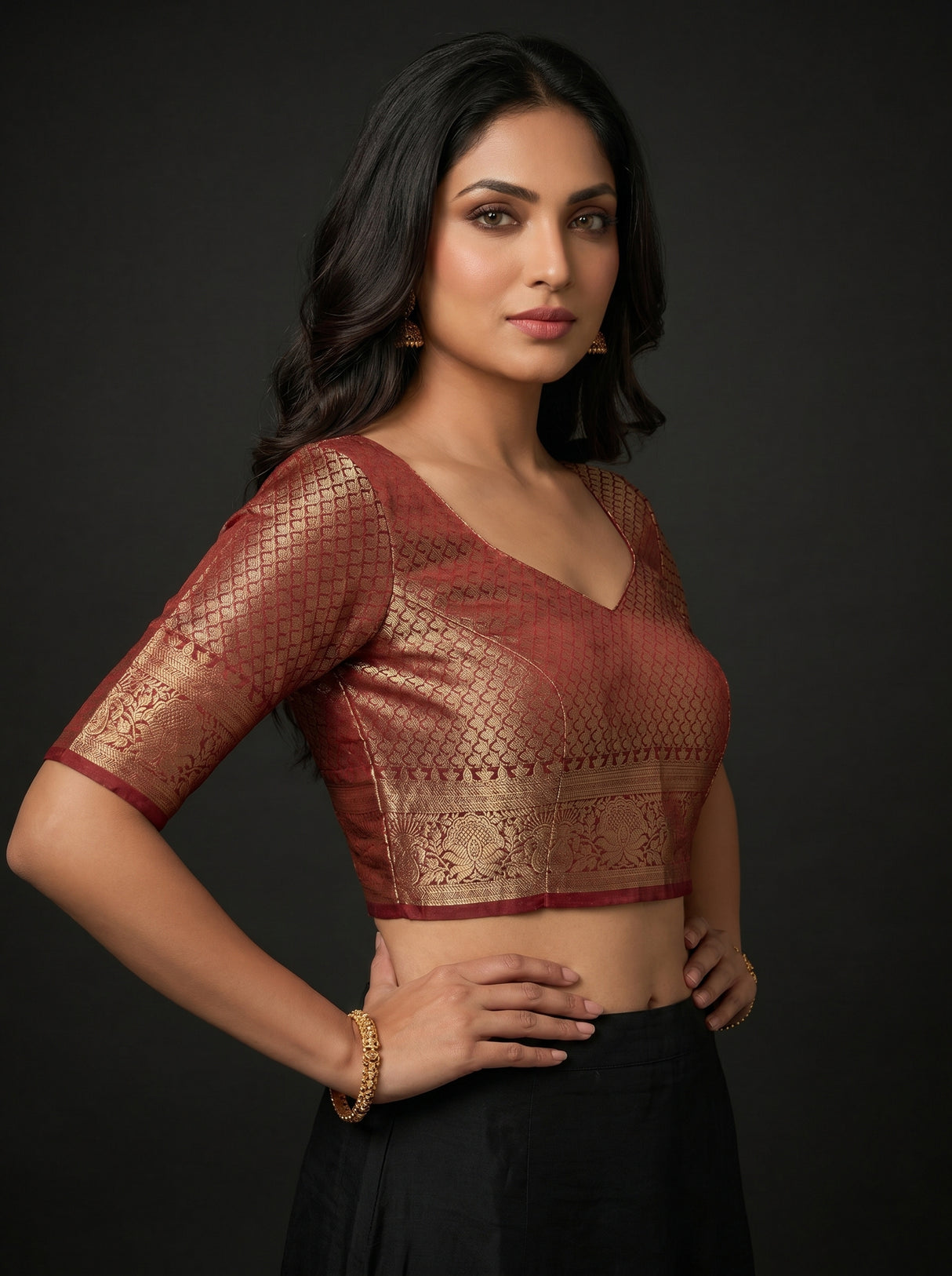 MIMOSA White Banarasi Saree — blouse close-up