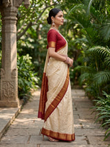 MIMOSA White Banarasi Saree — pose 3 styling detail