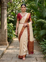 MIMOSA White Banarasi Saree — pose 6 styling detail