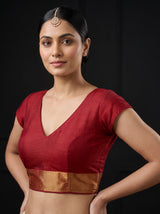 MIMOSA White Banarasi Saree — blouse close-up