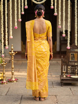 MIMOSA Gold Banarasi Linen Saree — Unstitched Blouse Fabric Detail