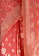 MIMOSA Gajari Banarasi Linen Saree — fleets shot full lifestyle