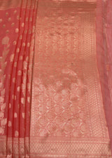 MIMOSA Gajari Banarasi Linen Saree — pallu and zari work detail