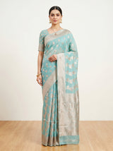 MIMOSA Saffire Banarasi Linen Saree — Draped on Mannequin