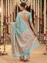 MIMOSA Saffire Banarasi Linen Saree — Unstitched Blouse Fabric Detail
