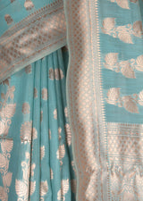 MIMOSA Saffire Banarasi Linen Saree — fleets shot full lifestyle