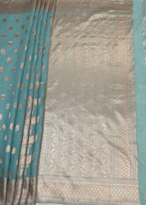 MIMOSA Saffire Banarasi Linen Saree — pallu and zari work detail